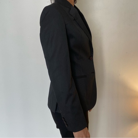 Park avenue womens suit pinstripe tailored blazer in black silk lining inside - Picture 3 of 6